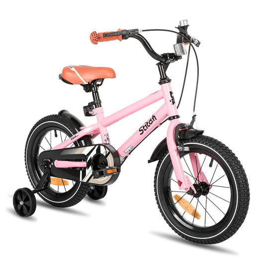 The STITCH 16-inch children's bike for 5-7 year old boys, 16-inch bike for boys with training wheels, Pink.