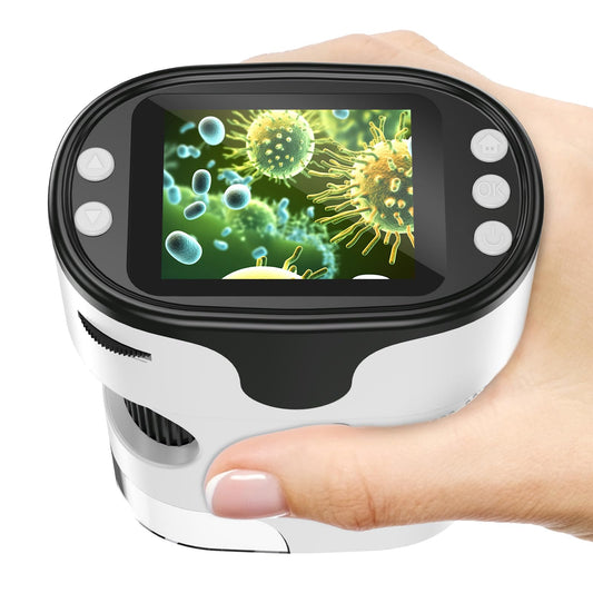 1000X portable digital microscope for kids: 4K 2.0" screen Rechargeable mini pocket USB trichome microscope science kit with slide set Gifts for 4-12 year olds