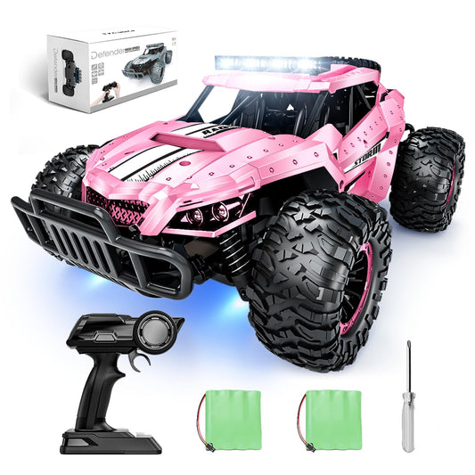 Tecnock Remote Control Car 1:16 with headlights and chassis lighting, All Terrain Off Road RC Monster Truck 2.4GHz Toy, 2 batteries for 60 min runtime - Gift for adults and children.
