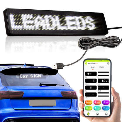LED Display Board Leadleds 23 x 5 cm Bluetooth Smart App White LED Programmable Scrolling Sign for Car, Shop, Store