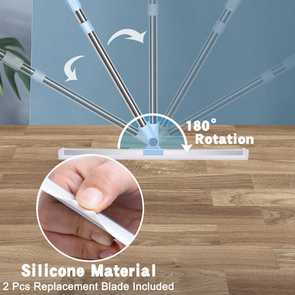 Wiseten water squeegee floor wiper - squeegee floor shower with extra durable 50cm rubber blade, telescopic handle 130cm water squeegee window squeegee for wood, glass, concrete, tile shower