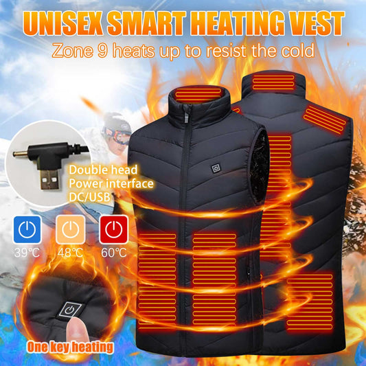 Ayhuang winter jacket men women heated vest unisex fleece vest heated jacket USB adjustable temperature heated vest 9 heating zones warm vest winter jacket outdoor