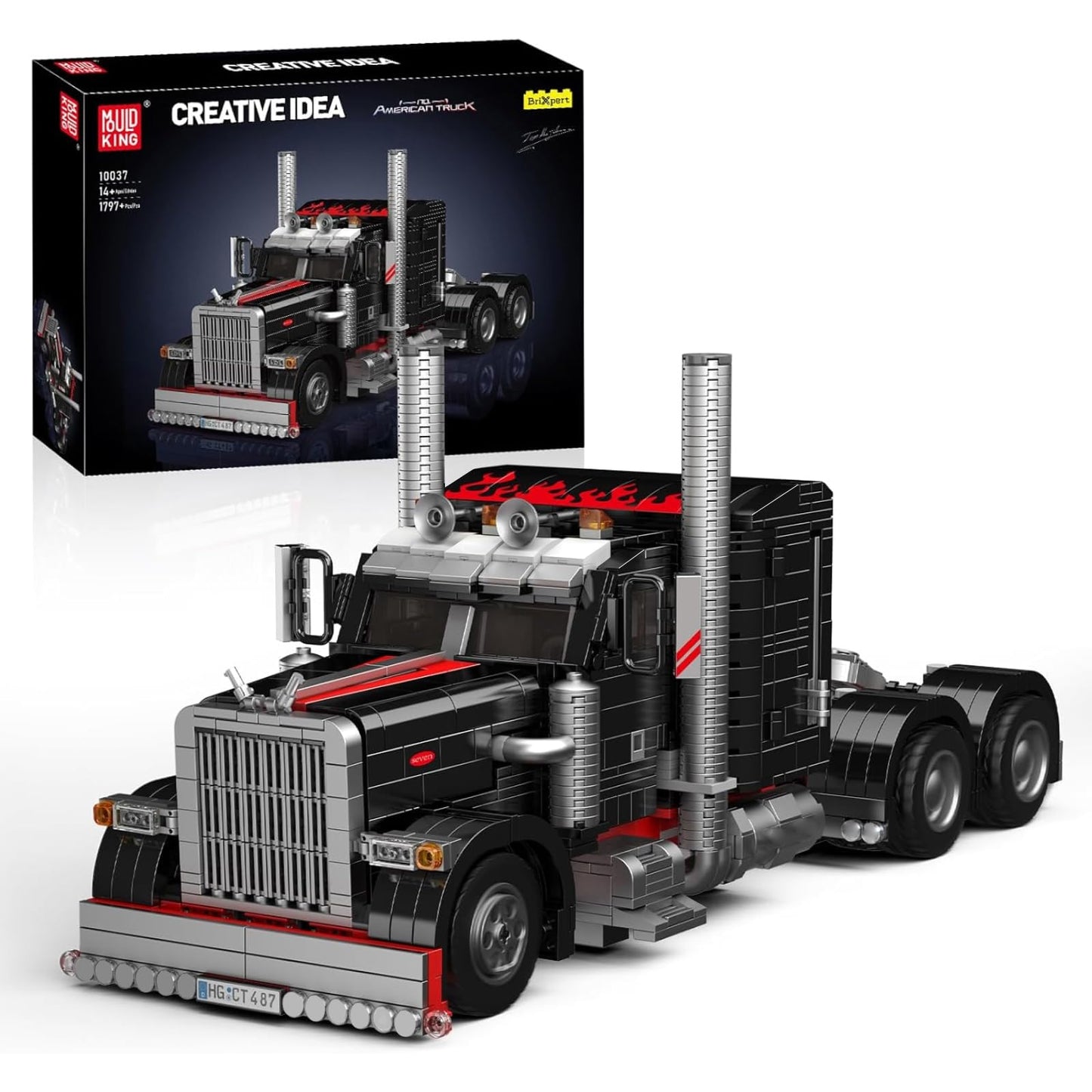 Mould King 10037 Technic Truck Model Kit, Creative Technology Truck Building Blocks Set, Gift Model Toy for Kids/Adults/Vehicle Enthusiasts (1797 Pieces)