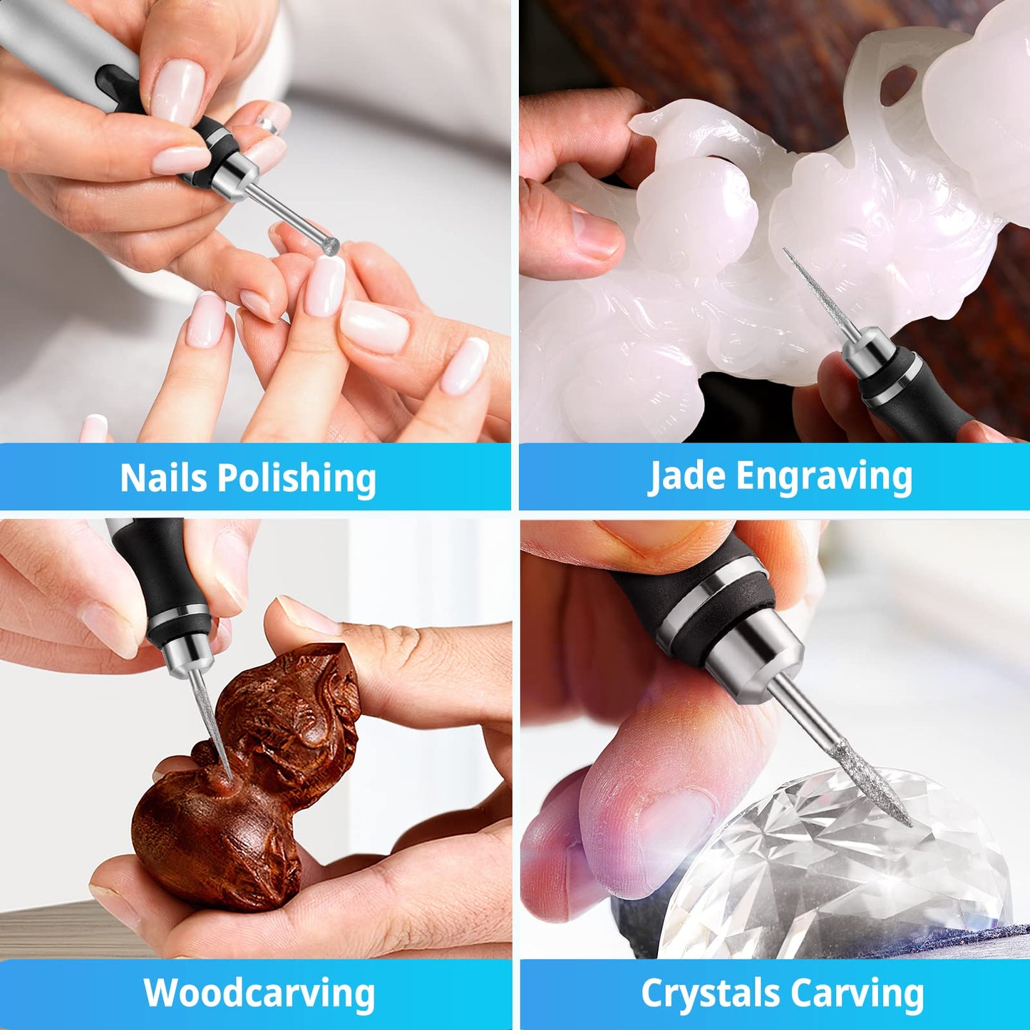 Electric Engraving Pen, Multifunctional Engraving Tool Set Portable Wireless Etching Pen for DIY Jewelry Metal Glass Plastic Wood Ceramic Stone Engraving