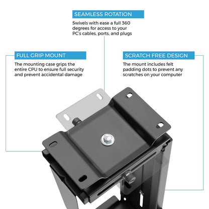 HumanCentric Adjustable PC Mount and CPU Holder, PC mount under desk, computer mount, fits most PC or computer cases, tower mount, PC under desk mount