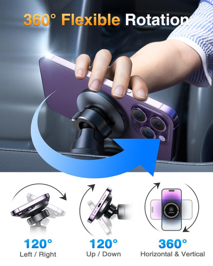 VANMASS Military-Grade Car Phone Holder - for MagSafe Car Mount - Strong Magnetic Phone Holder for iPhone 16 15 14 13 12 Pro Max Plus Mini, Magsafe Case, All Smartphones.