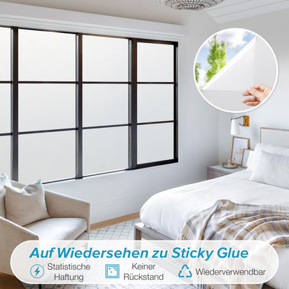 rabbitgoo Window Film Frosted Glass Film Privacy Film White 60x300cm with Grid Design for Bathroom Office Living Room Self-adhesive UV Protection Privacy Protection