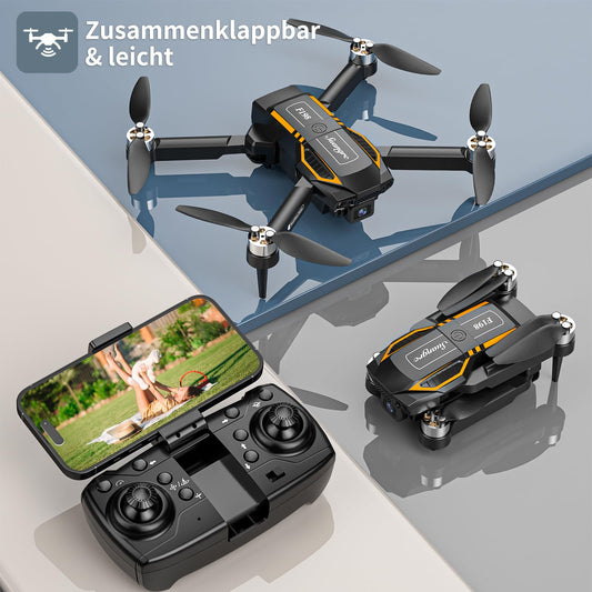 F198 Drone with HD Camera, Mini Drone with Dual Camera, Gesture/VR Control, 3D Flips, 3 Speeds, 20 Min Flight Time, Brushless Motor, Auto-Hover, One-Key Start for Adults/Beginners.
