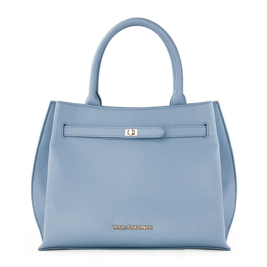 VICTORIA HYDE Women's Handbags Large PU Leather Shopper Ladies Handbag Black Elegant Shoulder Bag Women's Tote Bag for Office Work School (Blue)