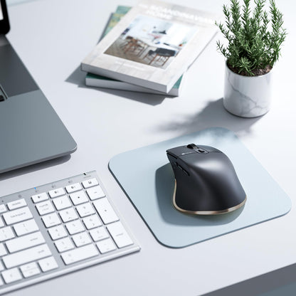 iClever Bluetooth Mouse, Rechargeable Ergonomic Wireless Mouse, Rechargeable Battery, Multi-Device, 800/1200/1600/2000/2400 DPI, 7 Buttons for PC/Laptop/Tablet/MacBook, Black