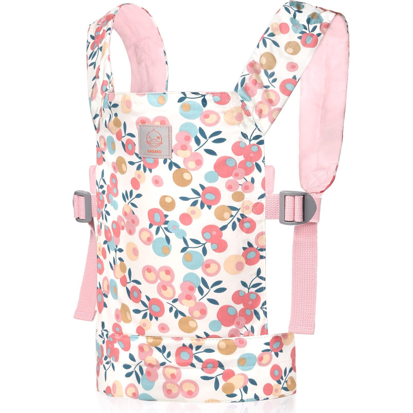 GAGAKU doll carrier, front & back cross shoulder straps, for kids over 3 years old. Made of 100% cotton in pink plum color. Ideal for carrying dolls.