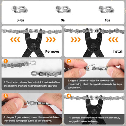 Oumer's bike chain repair kit, bike link pliers, bike chain tool, chain checker bike chain tool set bike chain tool set for 6-12 speed bike chain.