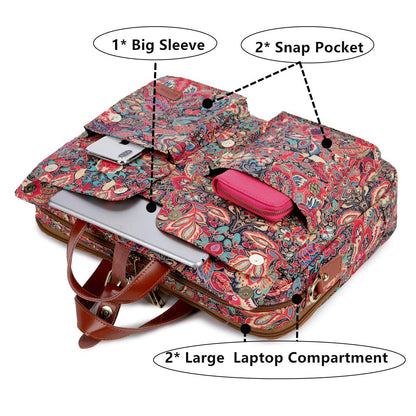 Baosha Women Laptop Bag 17 Inch Briefcase Ladies Shoulder Bags Work Bag Business Bag Multicompartment BC-07 (Multicolor Print HS)