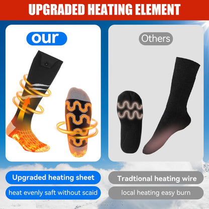 Olycism Heated Socks for Men and Women 5000mAh Battery APP Smart Control Rechargeable Heated Socks 3 Temperature Adjustable Cotton Socks, Skiing, Winter, Keeping Feet Warm (M)