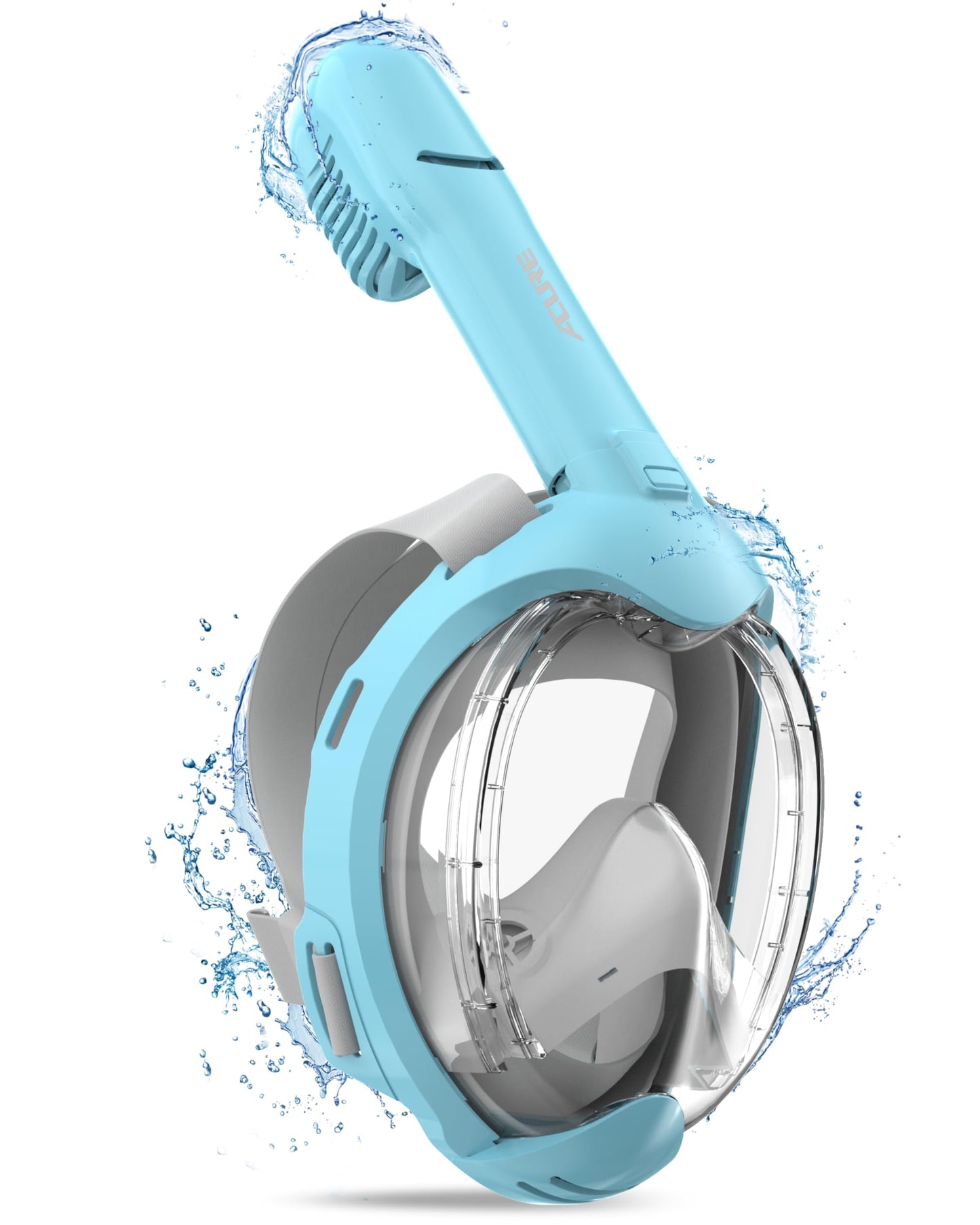 ACURE Snorkel Mask for Kids - CO2-safe diving mask for young swimmers aged 3-8 | Anti-fog & dry top snorkel full face mask