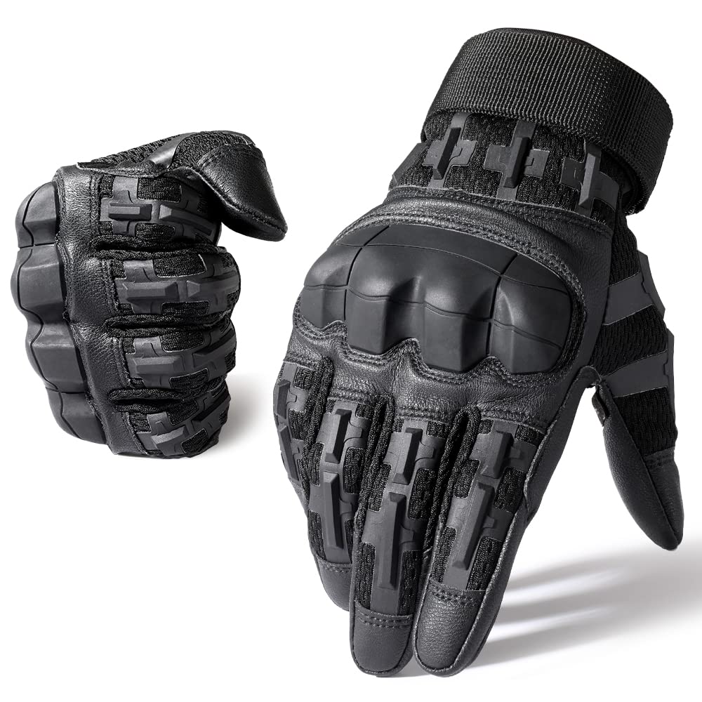 WTACTFUL Men's Motorcycle Gloves, breathable Motorcycle Gloves Men's with protectors for Tactical Bicycle Einsatzhandschuhe Airsoft Paintball Black S