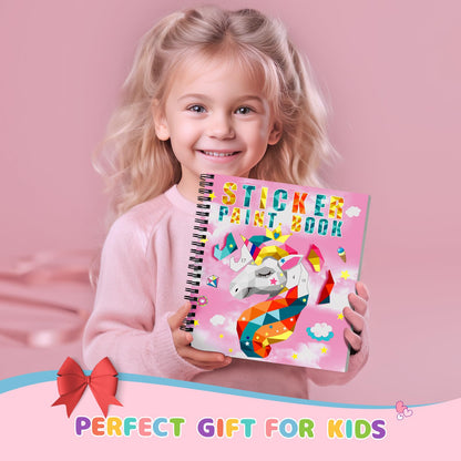 TCJJ 4 Pcs Unicorn Sticker Book for Kids 4-10 Years, 40 Picture Sticker Book Girls by Number, Children's Sticker Books to Improve Intelligence, for Christmas Gifts, School