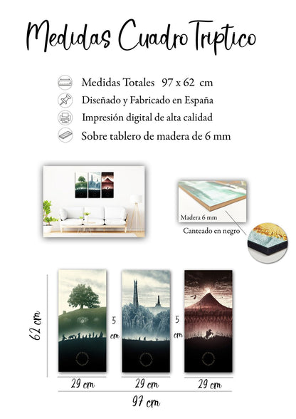 Mural - Lord of the Rings picture, 97 x 62 cm, wood print - XXL format - art print, 26111