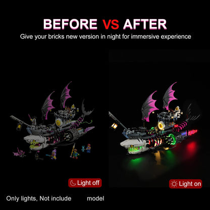 Led Light Kit compatible with Lego 71469 Dreamzz Nightmare Shark Ship, Creative Decorative Lights Set for Lego (Light set only, no model) (Led Light for Lego 71469 RC)