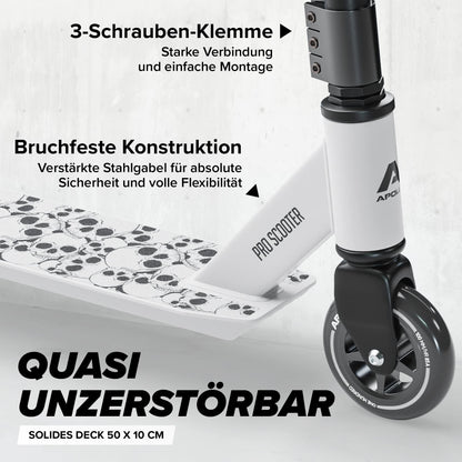 Apollo Stunt Scooter Genius Pro 4.0 - White Skull