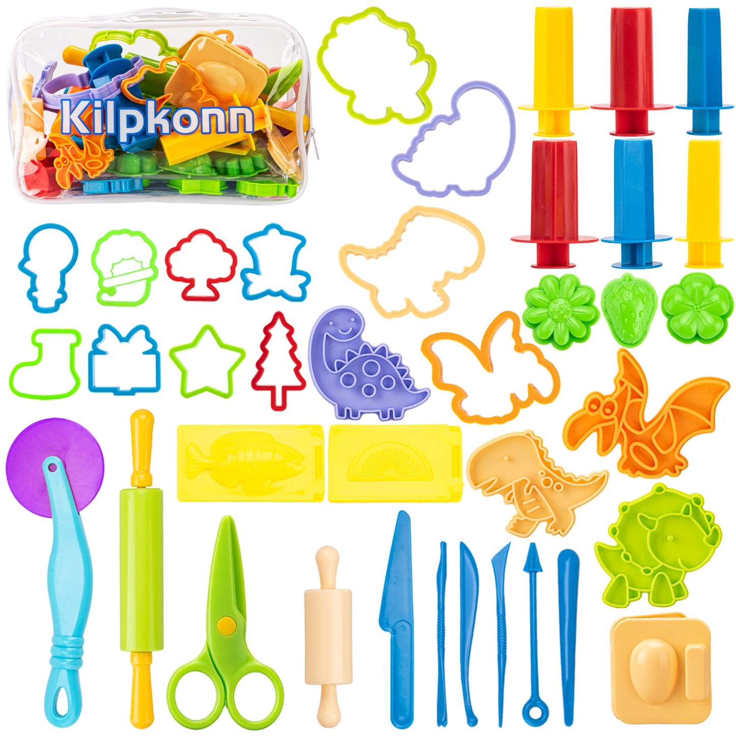 42pcs Clay Accessories, Clay Tool Set, Molds, Scissors, Clay Dough Roller with Storage Bag, Play Dough Set Accessories for Kids Toddlers Boys Girls.