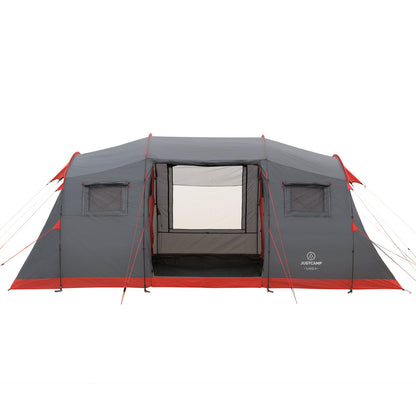 Justcamp Lake 4 Camping tent, 4-person family tent, large, stable, waterproof for festivals, portable, high dome tent with two sleeping cabins and vestibule with standing height, tent for families, tunnel tent.