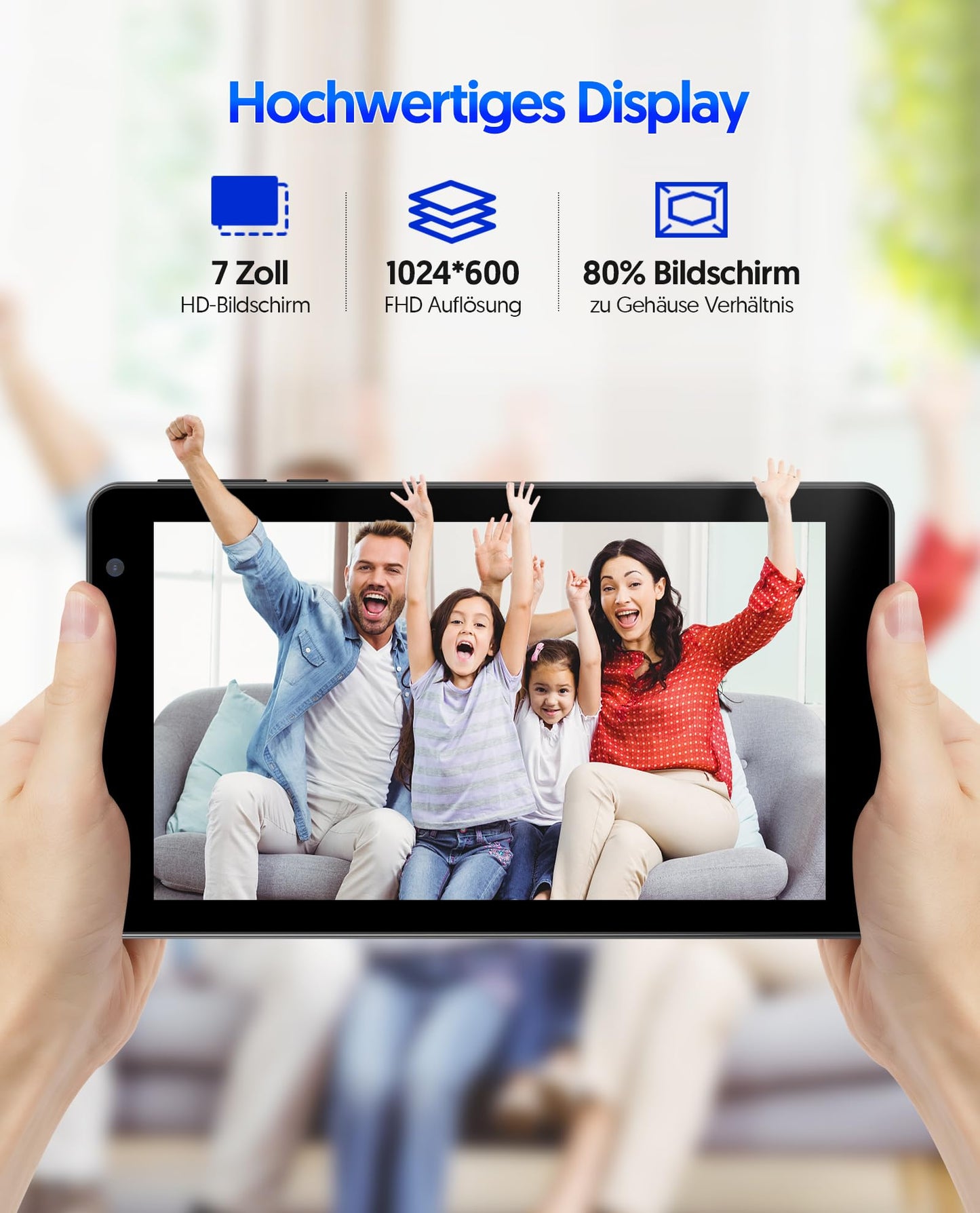 7-inch BAKEN tablet, Android 14 tablet with 8GB RAM+64GB ROM, 1TB expansion, Octa-Core processor tablet PC, 600 x 1024 IPS HD screen, 3500mAh battery, dual camera, WiFi (Black).