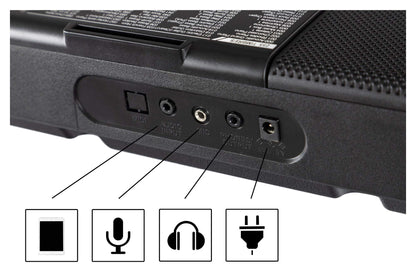 McGrey LK-6120-MIC Keyboard Set - beginner keyboard with 61 light-up keys - 255 sounds and 255 rhythms - 50 demo songs - includes microphone - savings set includes X keyboard stand and headphones - black