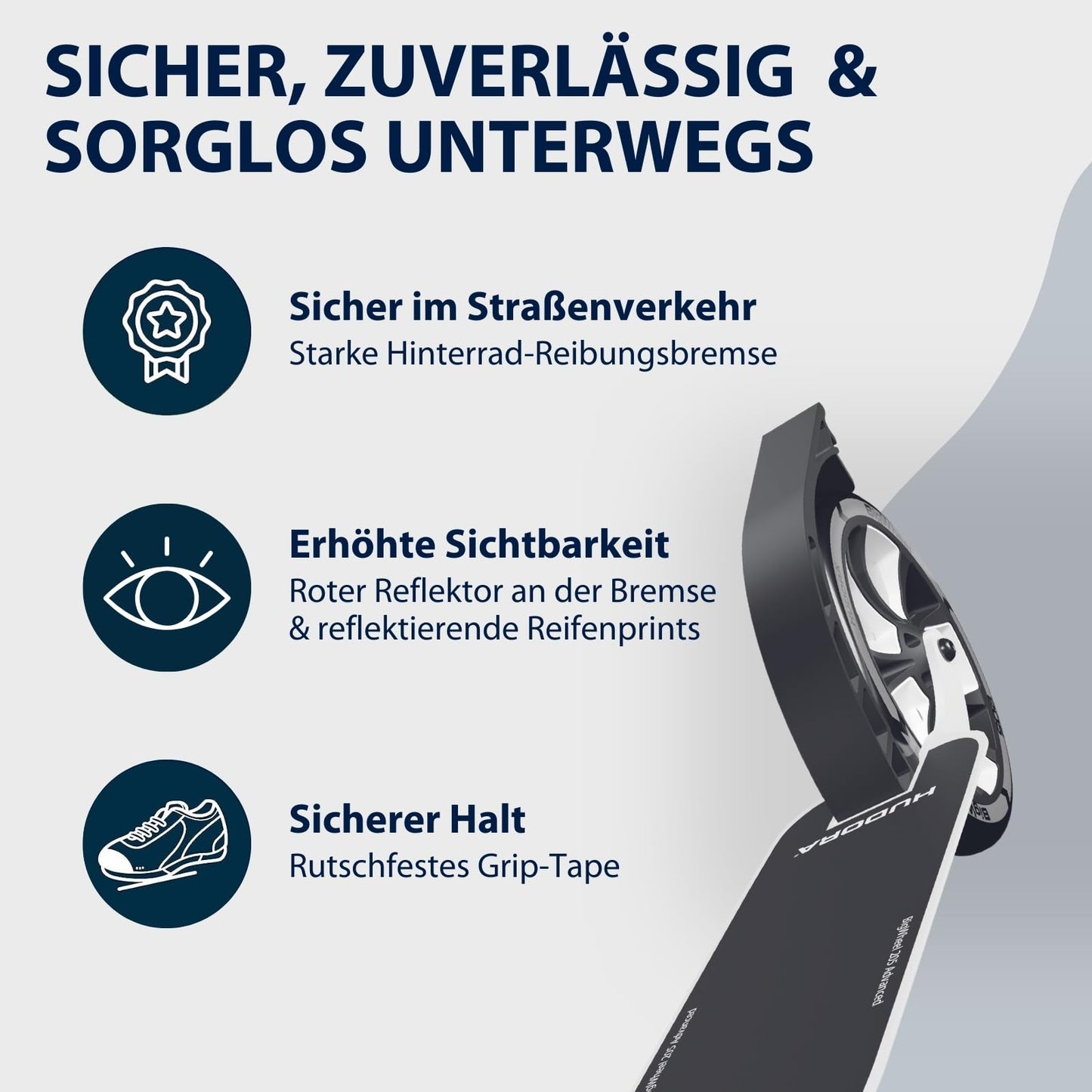 HUDORA BigWheel® 205 Advanced Scooter - Comfortable aluminum scooter for up to 100kg - Height adjustable & foldable kick scooter - Scooter for kids/teens & adults