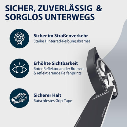 HUDORA BigWheel® 205 Advanced Scooter - Comfortable aluminum scooter for up to 100kg - Height adjustable & foldable kick scooter - Scooter for kids/teens & adults