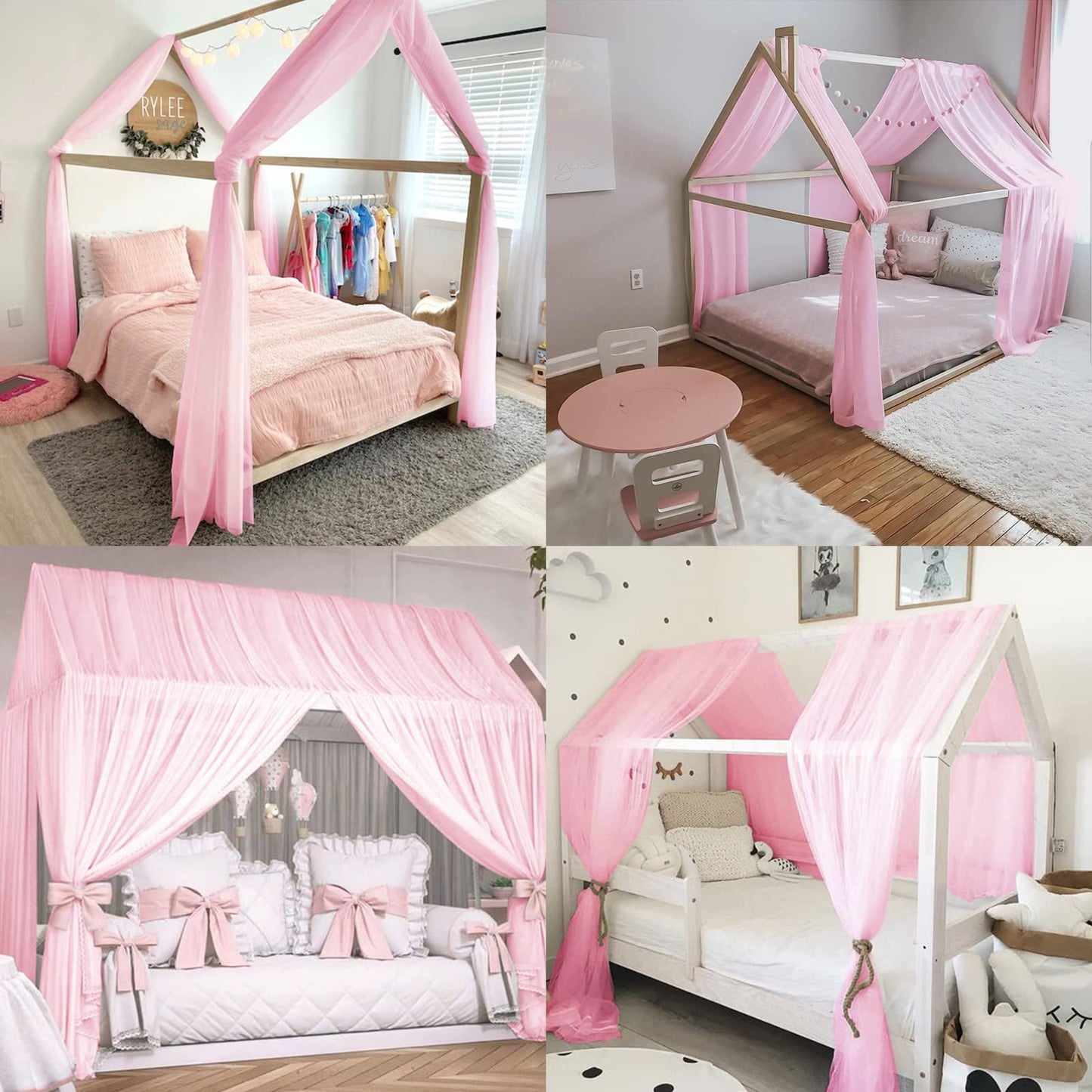 JTOOYS cross curtain swag, curtain panel for cross curtain rod curtain wedding decoration panel 130 * 550 cm (Pink)