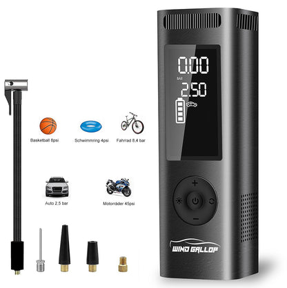 WindGallop Wireless Car Tire Inflator Air Compressor Tire Pump Auto-Off Rechargeable Battery 6000mAh Air Pump for Car Tires Bicycle Motorcycle Balls Tire Pressure Gauge LED Light (Black)