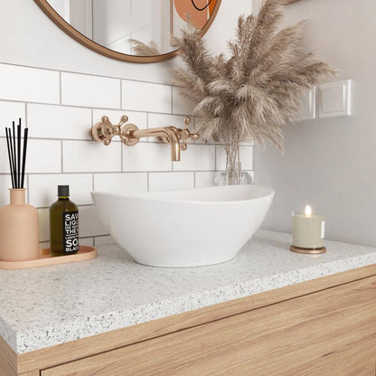 Rea Countertop Washbasin SOFIA WHITE Sink Hand Washbasin Washbowl Bathroom Basin made of high-quality ceramic (White)