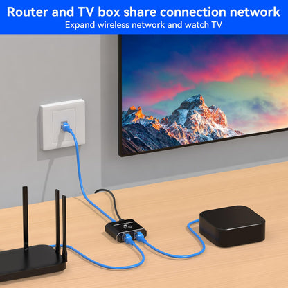VEDINDUST LAN Splitter 1 to 2 1000Mbps Ethernet Splitter 2 Port With Type-C Power Cable Gigabit Switch for Computer, Hub, Router, Set-Top Box, Digital TV, etc.