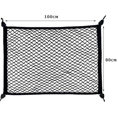 OMJMYY Trunk Net Luggage Net 80x100cm Extends to 210x140cm Trunk Storage Net for Car Roof with 4 ABS Hooks for Most Cars