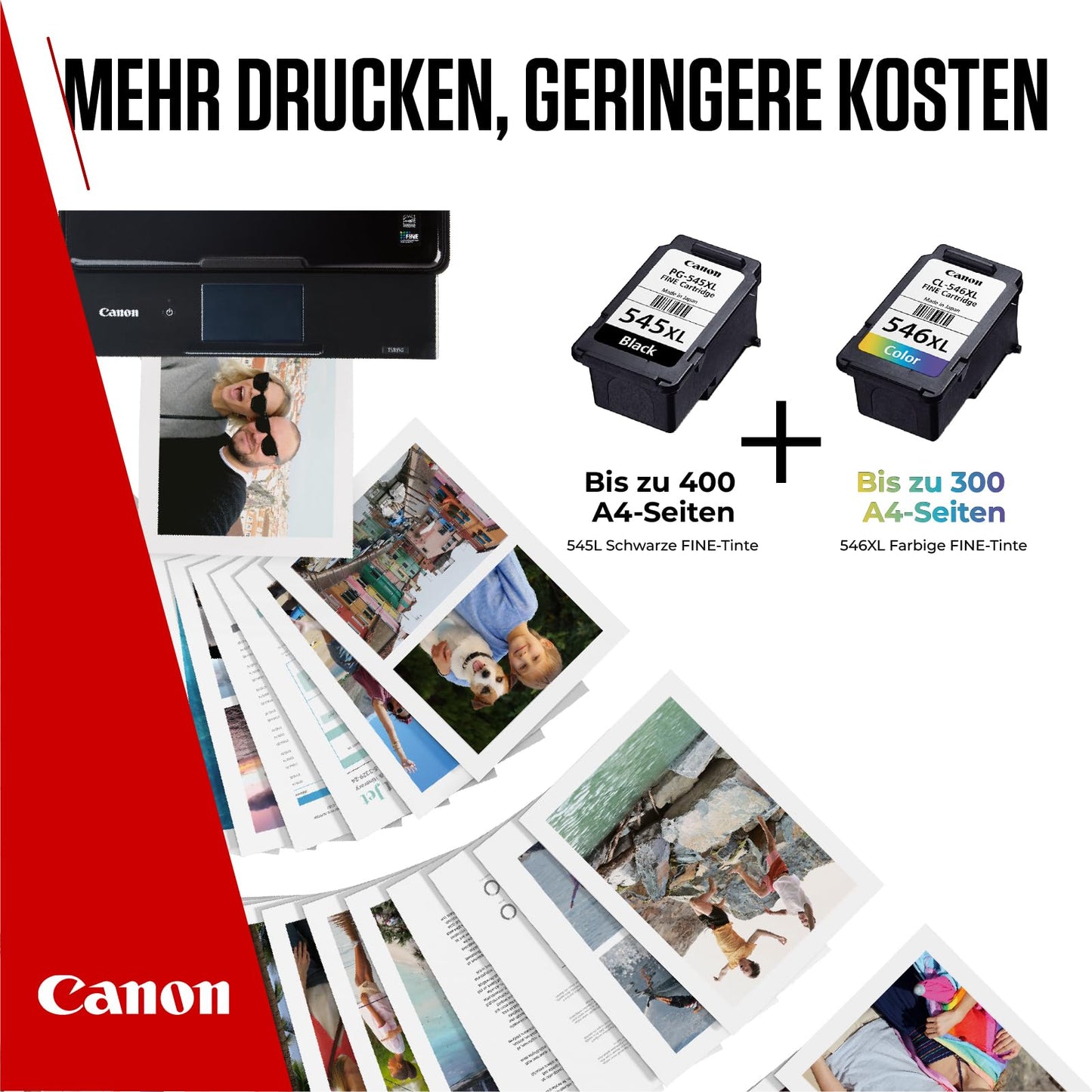 Canon Ink Cartridges & Paper Multipack - PG-545XL/CL-546XL Original Printer Cartridges 2-Pack (1 x Black, 1 x Color) & 4x6 Photo Paper (50 Sheets)