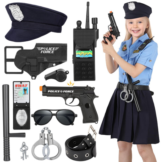 INNOCHEER Police Costume for Kids Boys and Girls - Halloween Carnival Costume - Police Toy (Large 8-10 Years)