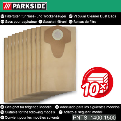10 original Parkside Lidl dust bags for wet-dry vacuums PWD 25, 30, PNTS 23, 30, 1400, 1500 A1, A2, B1, C1, D1, B2, B3, E2, C4, D5, F2, H4.