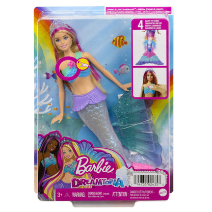 Barbie Dreamtopia Magic Lights Mermaid Doll with blonde hair, Barbie doll with mermaid tail, suitable as a gift for children ages 3 and up, HDJ36