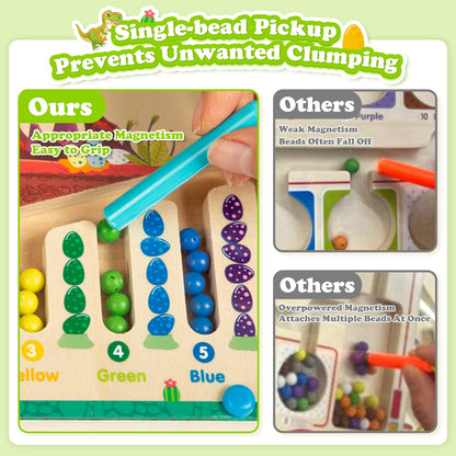 Smartwo Montessori toy Magnetic Labyrinth game for 3, 4, 5 year olds. Magnetic children's toy for 3 year old boys. Colors & numbers learning toy, wooden toy with dinosaur theme. Birthday gift.