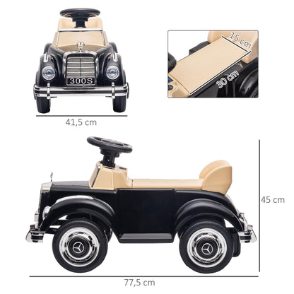 AIYAPLAY Ride-on Car, kids' vehicle with storage space and tip-over protection for 18-48 months old children, black, 77.5 x 41.5 x 45 cm.