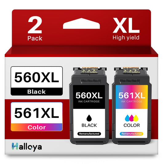 HelloYa 560 561 Cartridges PG-560XL CL-561XL Replacement for Canon printer cartridges 560 560 PG 560 XL black and CL 561 XL for Canon Pixma TS5350 TS5351 TS5352 TS5353 TS7451 TS7450 (1 black 1 tri-color)