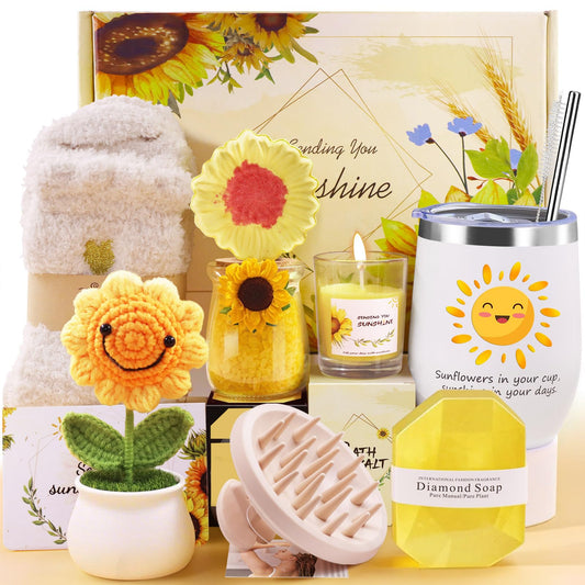 Gifts for women, Sunflower birthday gift for women, 10PCS gift set including insulated cup Valentine's Day Mother's Day Christmas gift ideas Mom, sister, girlfriend