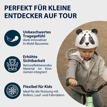 HUDORA Unisex Children's Helmet Pandy, Size 48-52, Helmet, White-Black, 48-52 cm