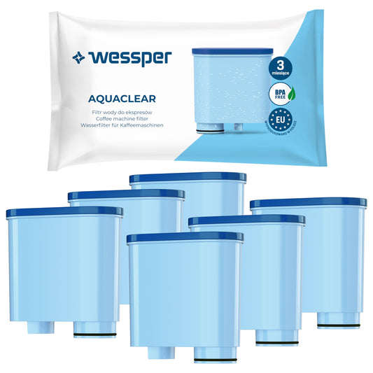 Wessper water filter cartridges compatible with Philips Aquaclean CA6903/10 CA6903/22 CA6903 and Saeco coffee machines, activated carbon filter cartridge for fully automatic coffee machine - 6 pack.