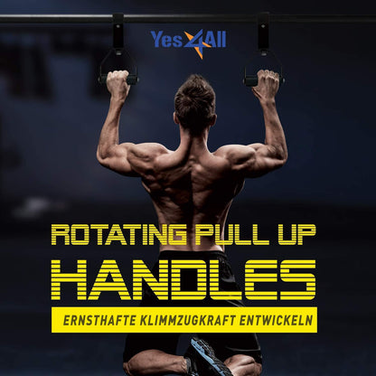 Yes4All Rotating Pull-Up Handles with Non-Slip Grips and Foam Pads - Dynamic fitness handles attachable to pull-up bars, barbells, lat pulldown machines.