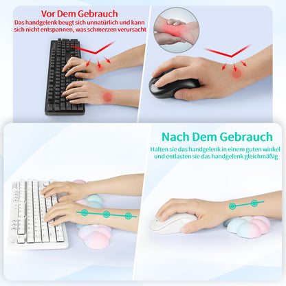 Sushret Cloud Wrist Rest Keyboard, Ergonomic Cloud Wrist Rest Keyboard with PU Leather Memory Foam, Cute Cloud Wrist Rest Pad for PC/Gaming/Arm Handpad/Computer - Rainbow