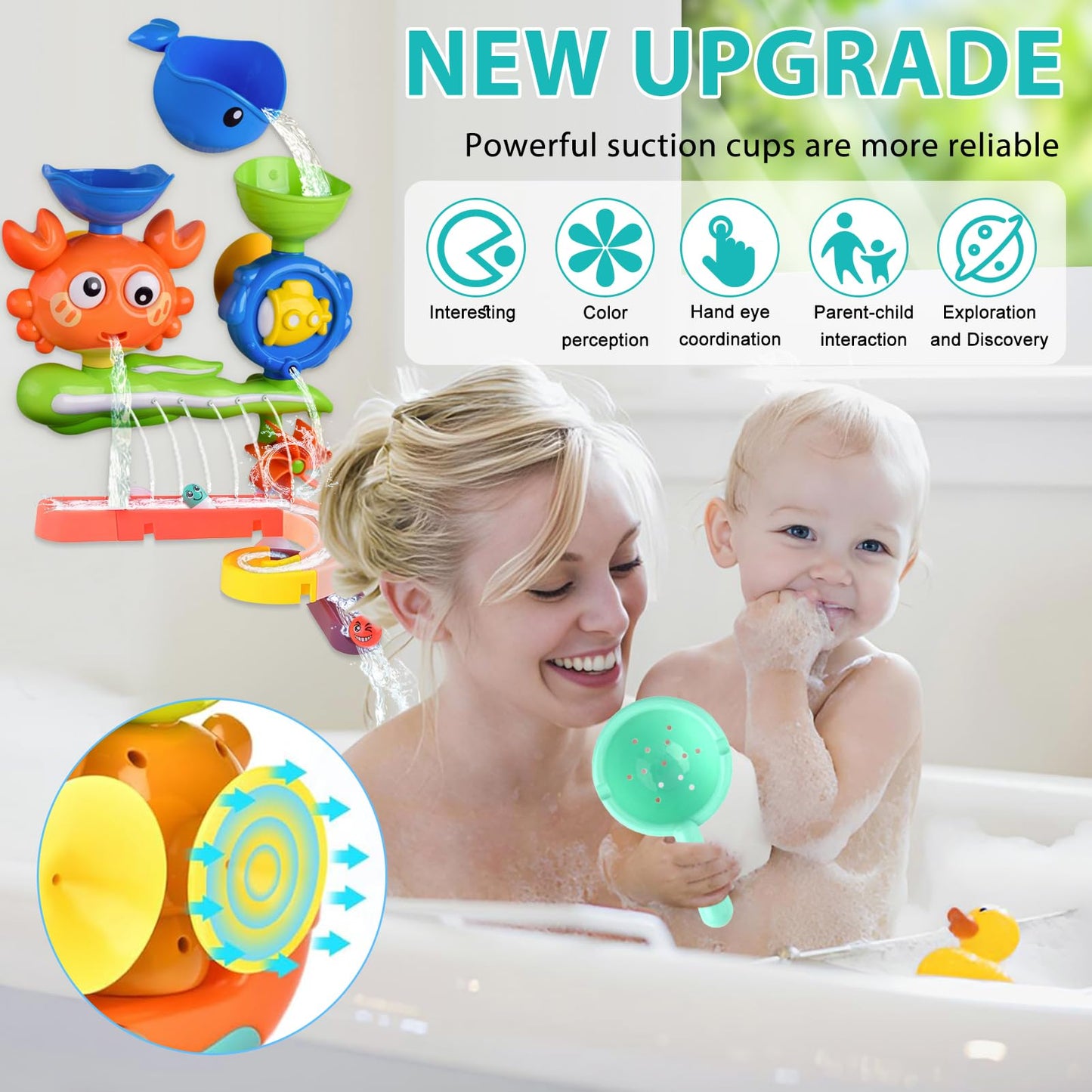 Bath toys for 3 4 5 6 years - DIY bath toys with ball track & suction cups, water toys for kids for girls & boys, educational bath gift.