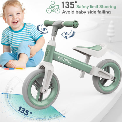 MHCYLION balance bike for kids aged 1.5-4 years up to 25 kg, adjustable handlebar and seat, handlebar lock, ultralight children's balance bike for boys and girls(Green)