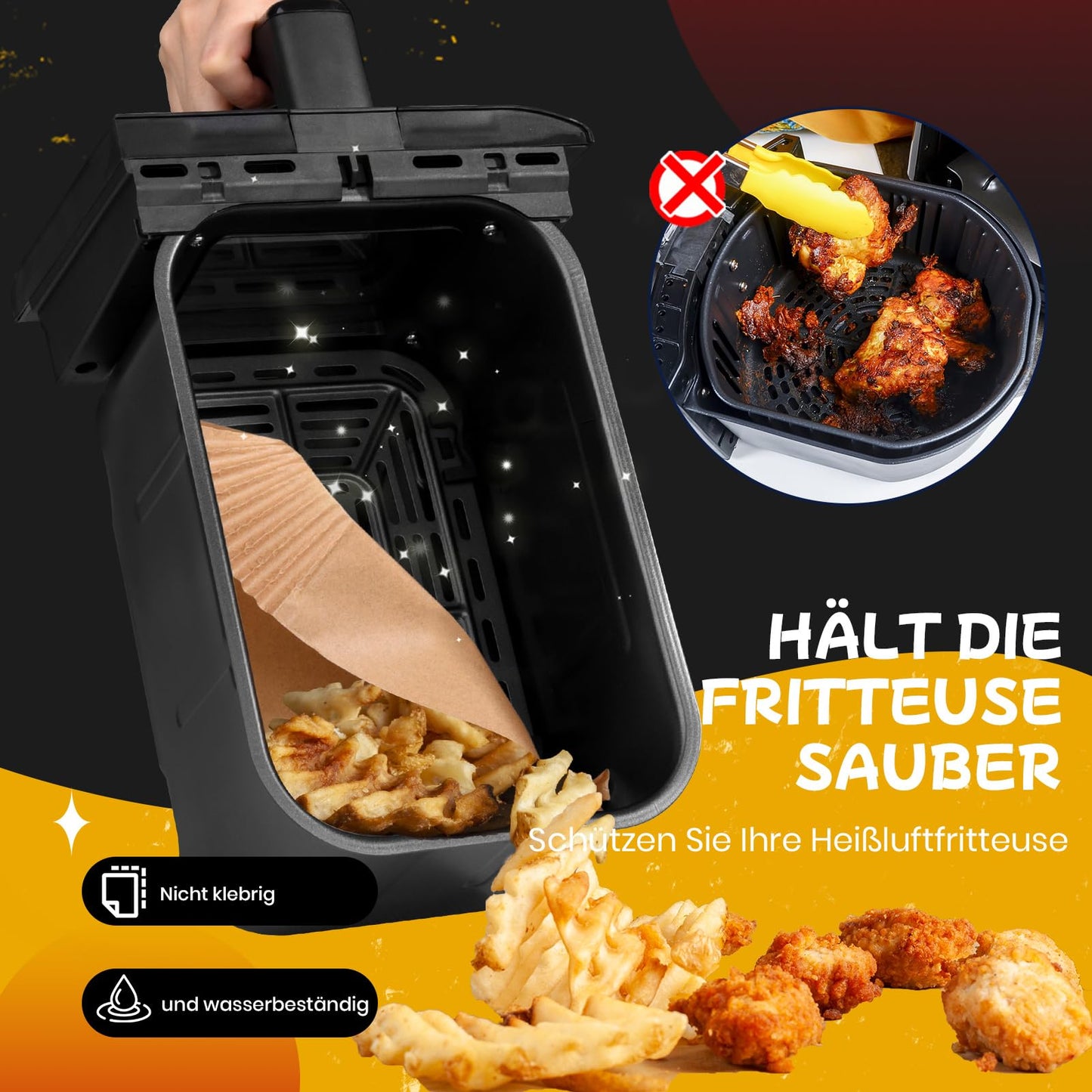 300 pieces of parchment paper for air fryer with dual chamber, 20.5x14CM Airfryer parchment paper for Ninja Dual Zone/Double Stack, compatible with Ninja AF300EU, AF400EU, AF400EUCP and other Dual Zone Air Fryers.